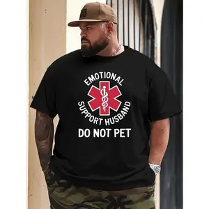 Men'S Plus Size "Emotional Support Husband Do Not Pet" Graphic T-Shirt - Casual Crew Neck, Breathable Summer Tee good graphic tees