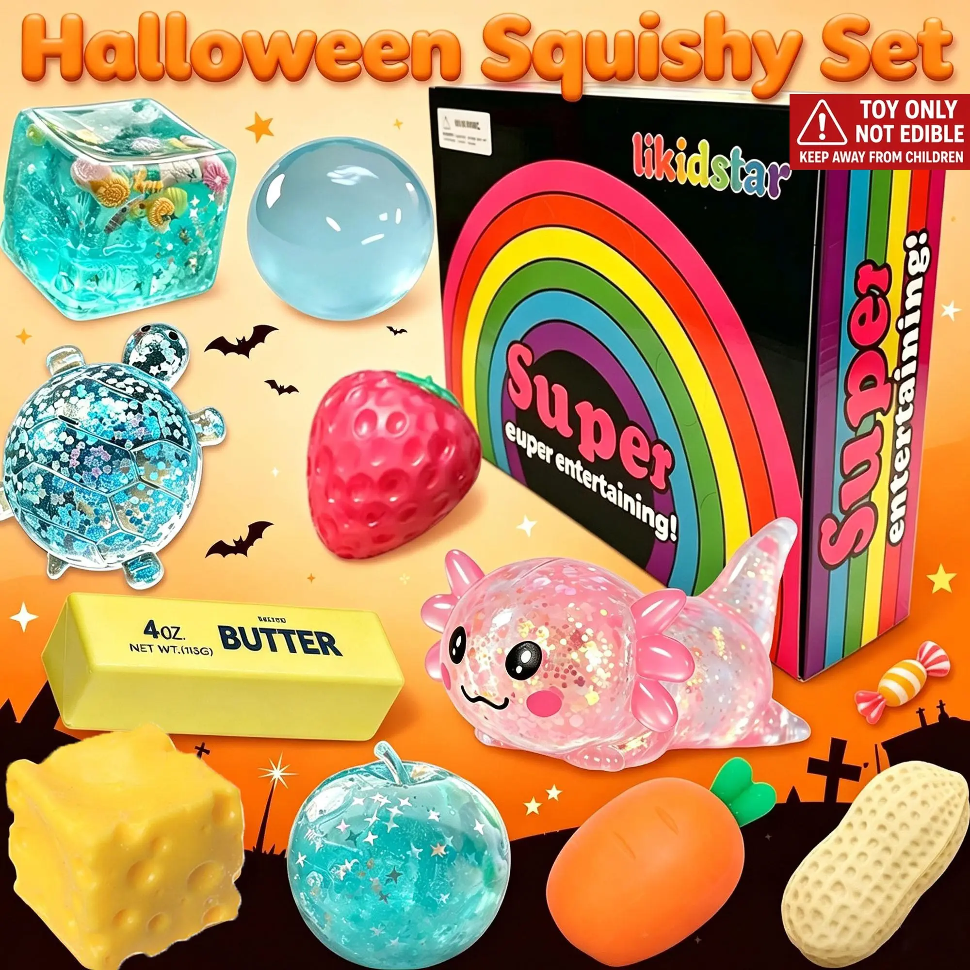 10-Piece Blind Box Maltose Squishy Stress Relief Fidget Toys, Creative Soft Slow-Rising Squishies, 10 Styles, Party Gift Set, Squishy Sensory Fidgets