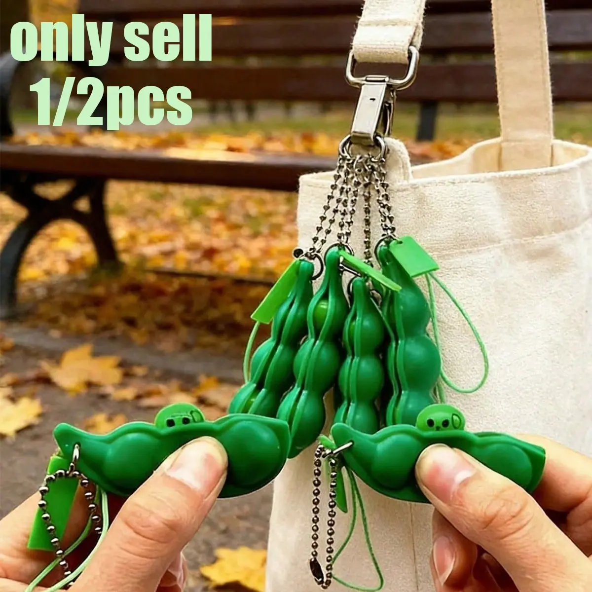 Stress Relief Pea Keychain, Compression Stress Ball Keychain, Perfect Birthday Gift, Summer Party Favor, Backpack Charm, Back-To-School Gift, Canvas Bag Clip