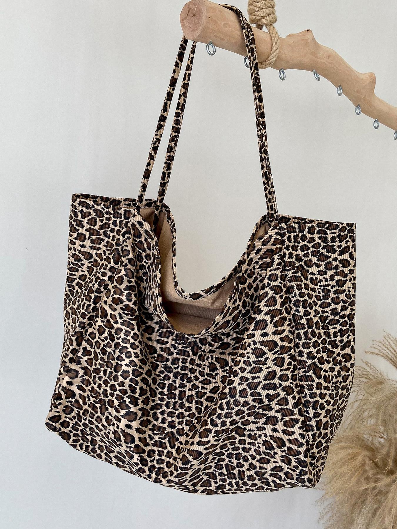Women's Fashion Leopard Pattern Tote Bag, Large Capacity Shoulder Bag for Daily Used, Casual Trendy Versatile High-quality Daily Commuting Bag, Girl Fashionable Shopping Bag