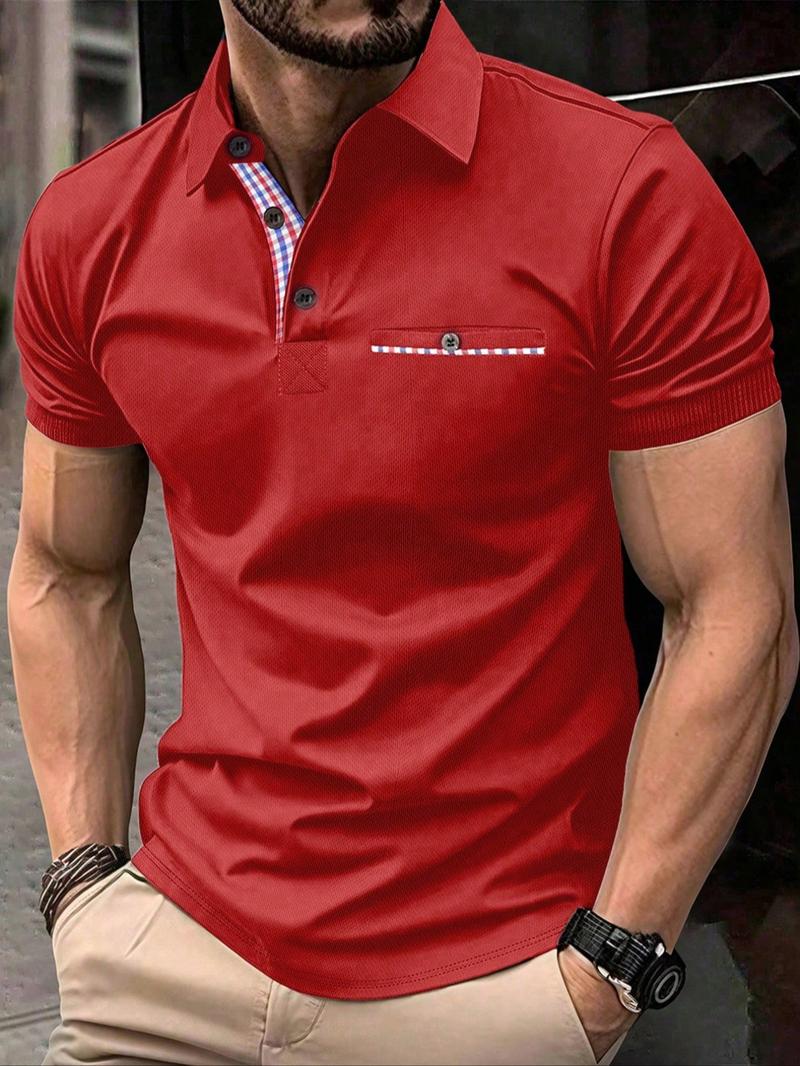 Men's Button Front Shortsleeve Polo Shirt, Casual Short Sleeve Polo Top for Summer, Fashion Men's Clothes for Daily Wear, Casual Golf Polo
