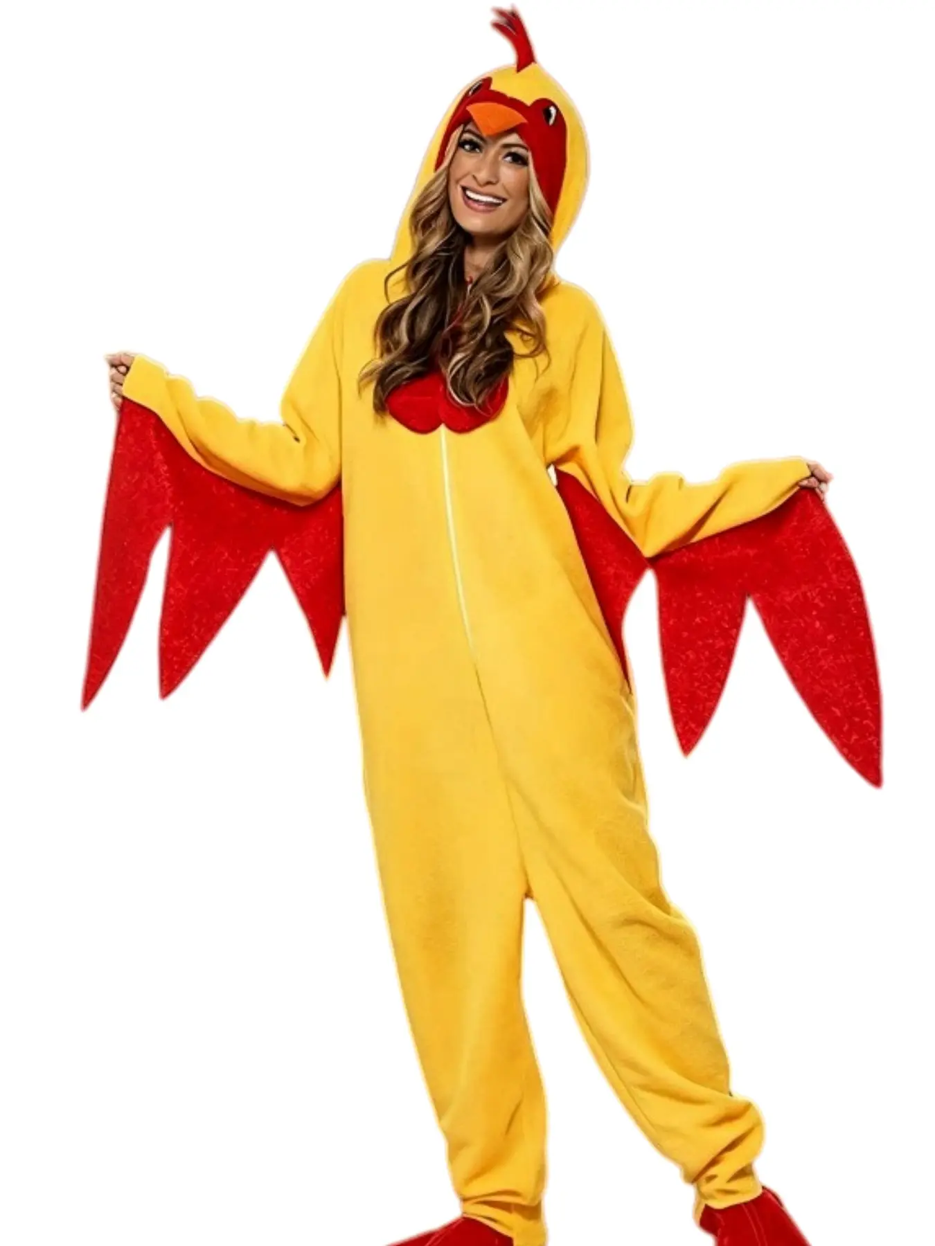 Rooster Chicken Jumpsuit for Men Women Funny Animal Costume for Halloween Cosplay or Themed Event