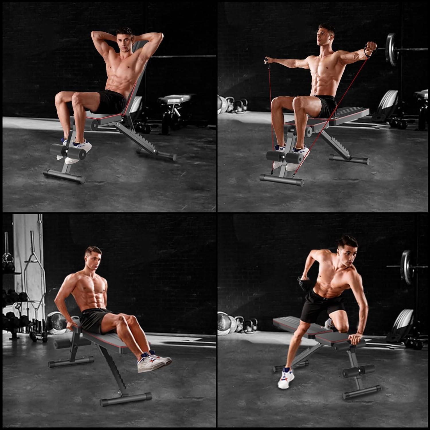 Adjustable Folding Weight Bench for Home Gym, 660 lbs Capacity Multi-Functional Workout Bench Sturdy Durable for Full Body