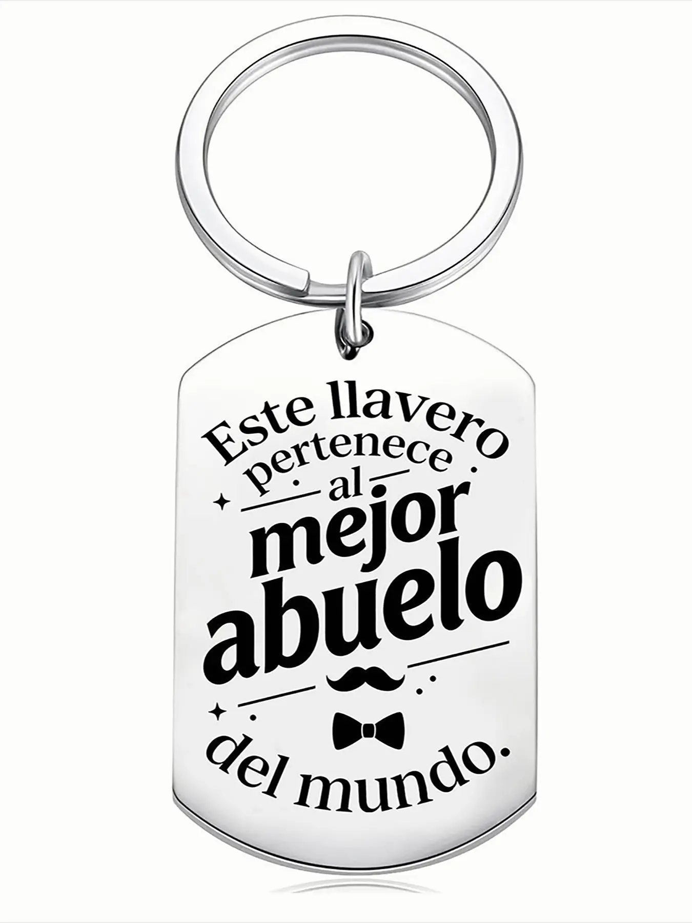 Spanish 'best Grandpa in the World' Keychain, Mustache Bow Tie Print, Gift for Grandfather Birthday, Father's Day, Family Memorial