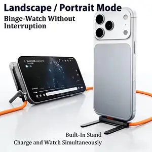 Foldable Stand Data Cable, Multi-Angle Adjustable Stand for Smartphones, Tablets, Laptops, Type-C and Lightning Interface