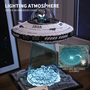 UFO Building Blocks with Lights, the Choice of Holiday Gifts, Promote Children's Hands-on and Thinking Ability, Suitable for Educational Toys Aged 8 and above