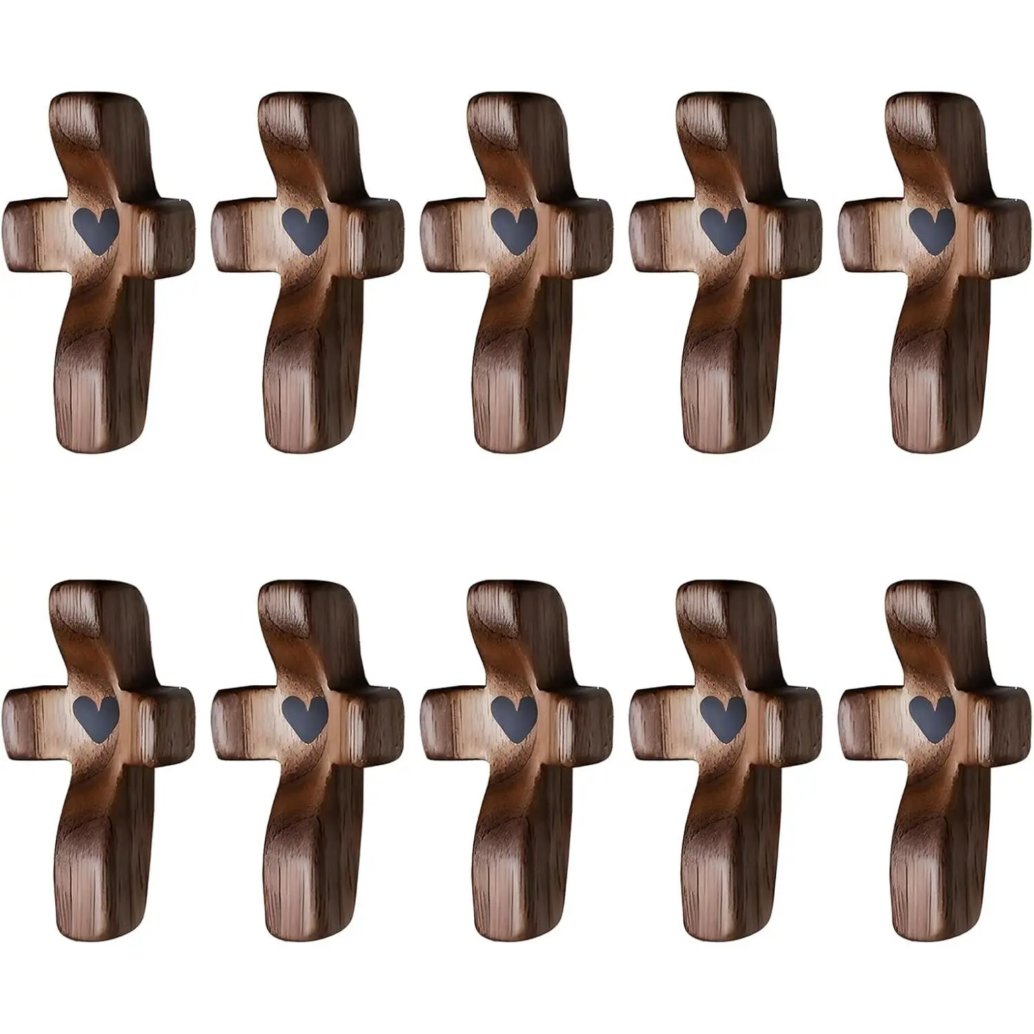 10-Pack Handmade Pocket Wooden Cross Fidget Encouragement Gift Relieve Anxiety Inspirational Easter Gift for Christian Faith Prayer Easter Day Gifts