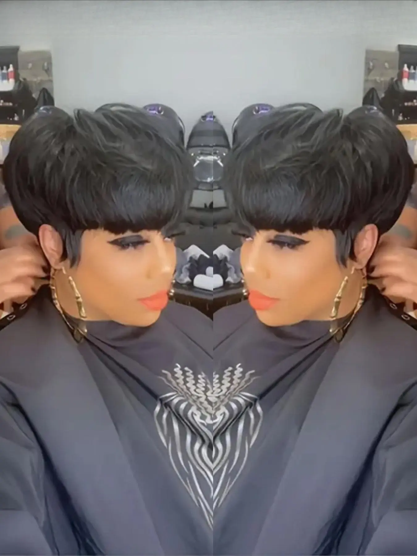 Straight Human Hair Wig for Women Pixie Cut Full Machine Made Wig 150% Density 6 Inch Wig Ideal for Daily Use and Special Occasions like Christmas and New Year Party