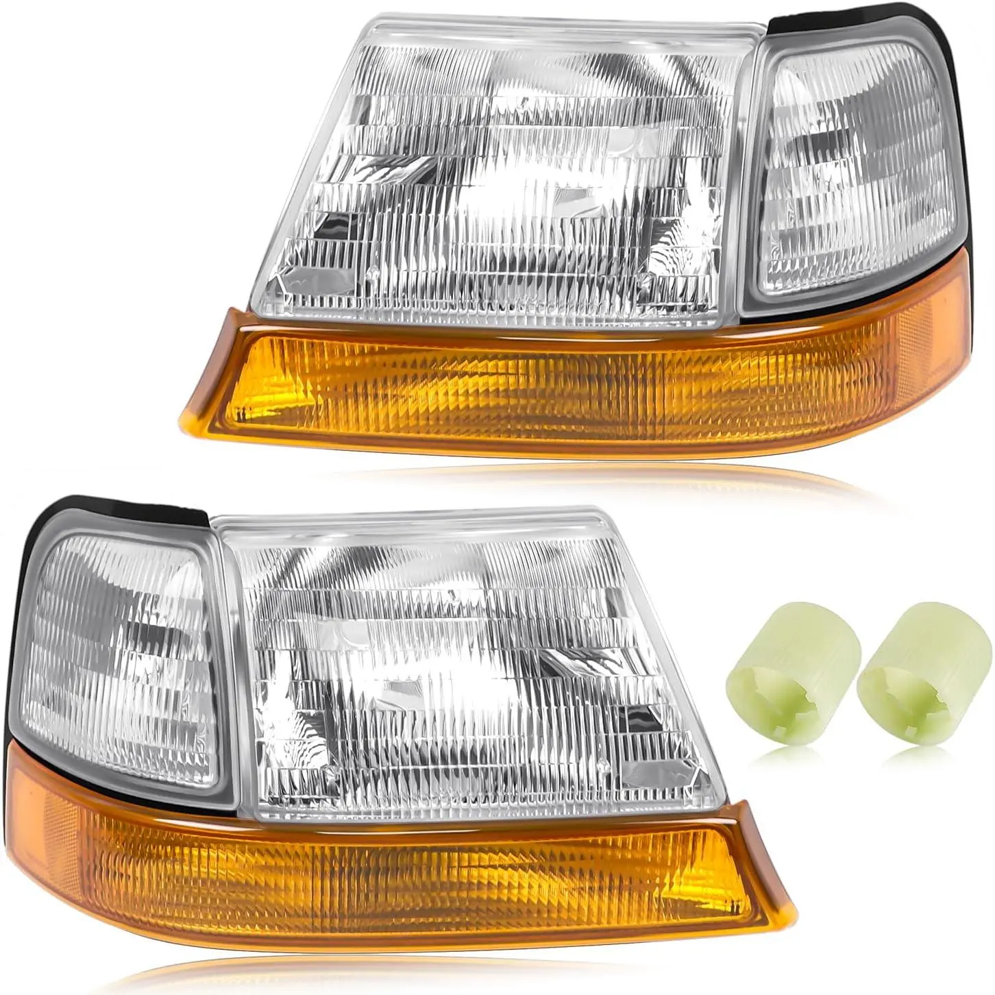 OE-Style Halogen Headlight Assembly with Corner Light Kit - Waterproof, Vehicle Specific Fit for Ford Ranger 1998-2000, F87Z Series Replacement (F87Z13008EB, F87Z13008FB, F87Z13200BA, F87Z13201BA), 98-00rangerhl-4pcs, No Bulbs Included