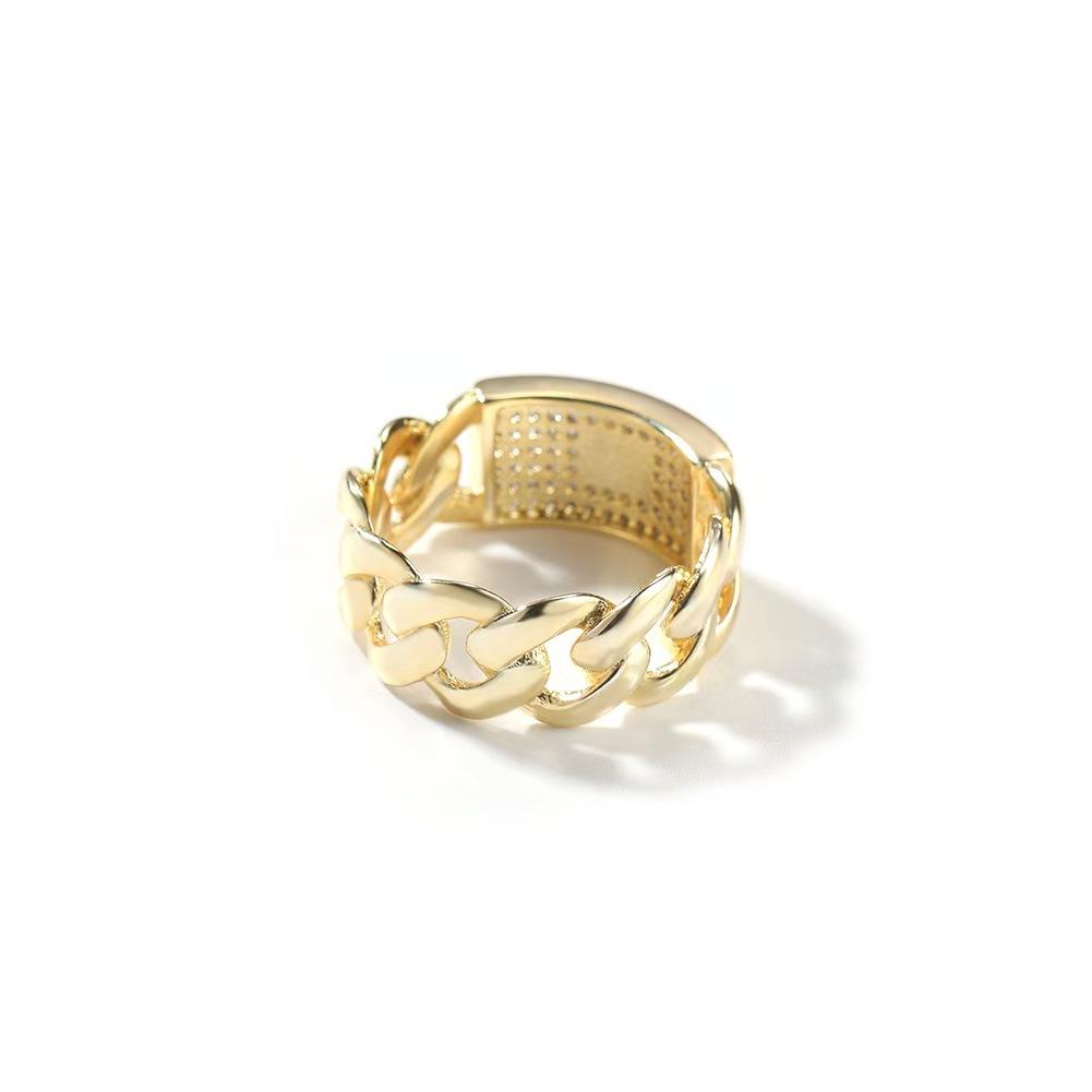 New Technology Anti-Rust 14K Gold Iced Ring| Hip Hop CZ Diamond Chain Ring for Men gf promise New Technology Anti-Rust 14K Gold Iced Ring| Hip Hop CZ Diamond Chain Ring for Men gf promise