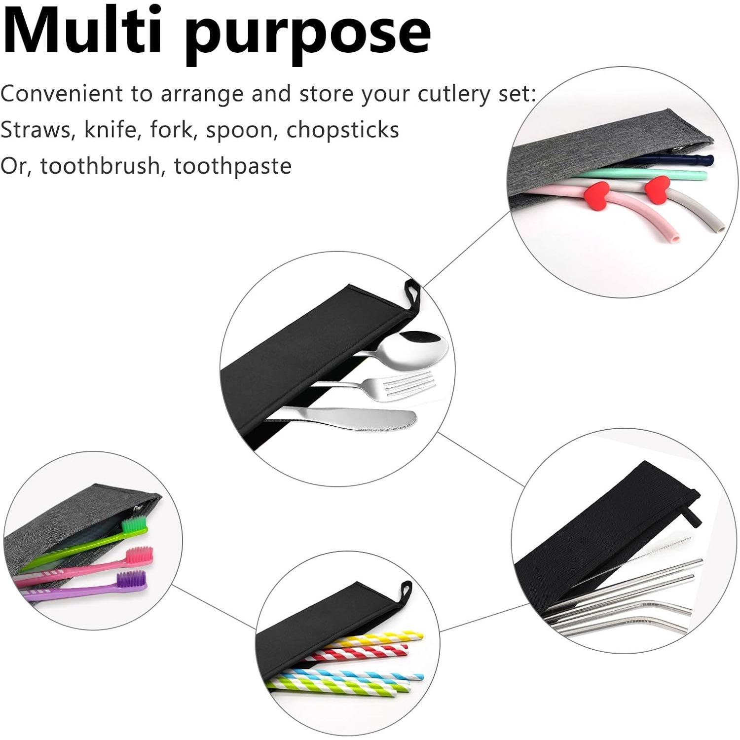 Chopstick Carrying Case without Chopsticks,  Chopsticks Bag, Chopsticks Sleeve, Travel Utensil Set Pouch for Metal, , Stainless Steel Chopsticks - Black