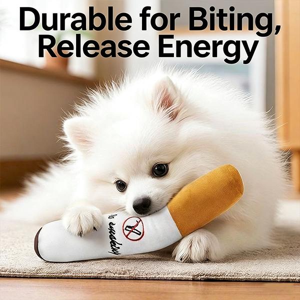 Cigarette Shaped Dog Chew Toy with Squeaker - Indestructible Plush Puppy Teething Toy for Medium Breed, Funny Interactive Pet Toy 2. Durable Plush Dog Squeaky Toy | Novelty Cigarette Design for Puppy Teething & Stress Relief | Perfect for Dog Enrichment,