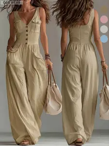 2026 New Summer Sleeveless Strap Dress, Women Casual Wide Leg Workwear Overall, Comfortable and Stylish, Perfect for Daily Wear