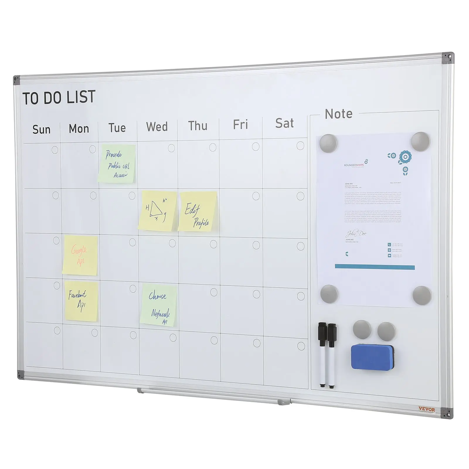 【DealsForYouDays】VEVOR Calendar Whiteboard, 36 x 24 Inches Magnetic Dry Erase Calendar Board, Monthly Planner Whiteboard for Wall, 1 Magnetic Erase & 2 Dry Erase Marker & Movable Tray for Restaurant Office Home Schoo