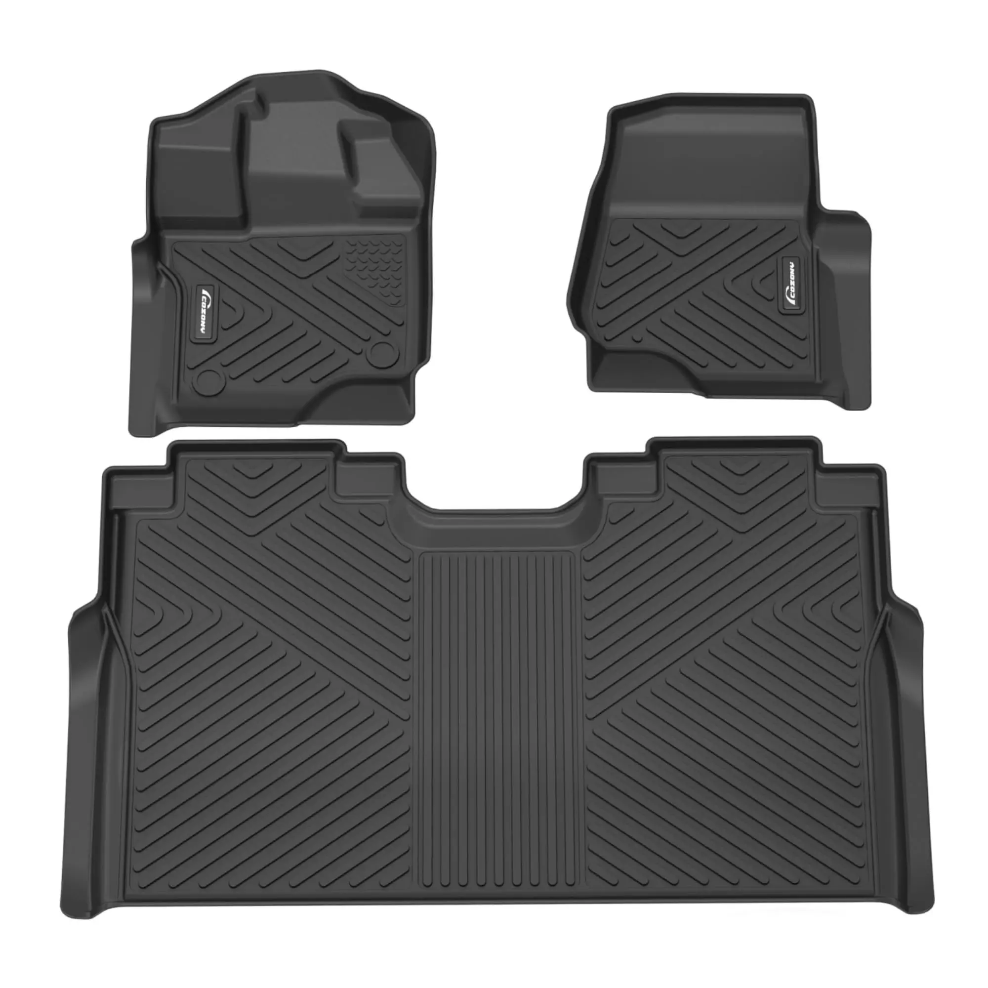 GARVEECustom Fit Floor Mats Compatible with 2015-2024 Ford F-150/ F150 Lightning Super Crew Cab, Black TPE All-Weather Car Floor Liners, Front & Rear Row Set