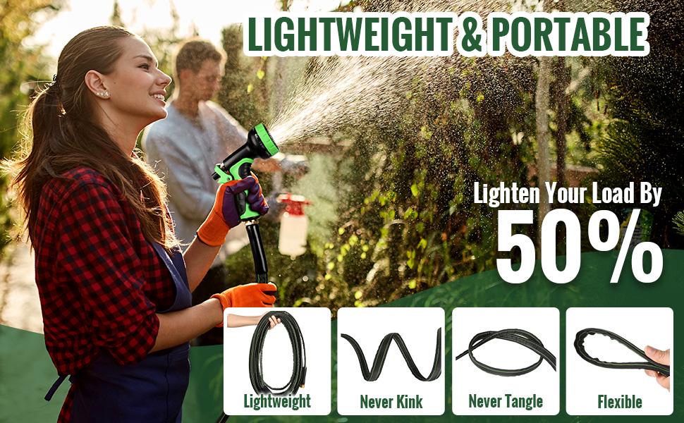 Garden Hose 100ft Flexible Water Hose Non-Expandable High Pressure Kink-Free Leakproof Durable Portable Lightweight Outdoor Yard Lawn Black Fabric Watering Hose with 3/4" Aluminum Fittings