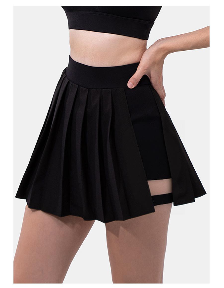 Breezeful High Waisted Pleated 2-in-1 Side & Pocket Asymmetric Hem Quick Dry Mini Dance Skirt Anti glare women's yoga clothes pleated skirt sports short skirt suitable for outdoor running tennis skirt,Daily outfit-02