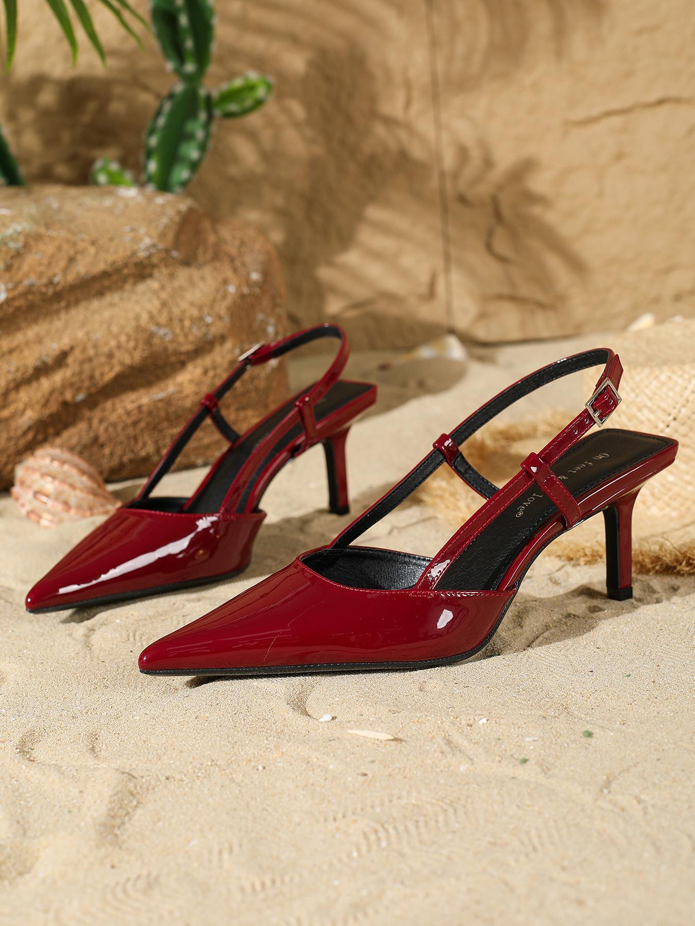 Women's Fashionable Solid Color Patent Leather Stiletto Heels, Elegant Pointed Toe High Heels for Women & Girls, Valentine's Day Gift for Women, Footwear