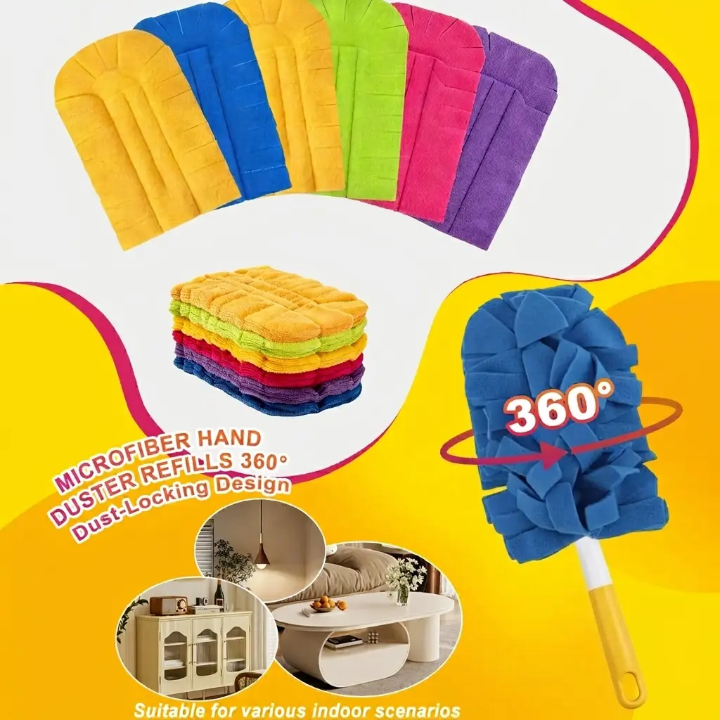 Reusable Swiffer 360-Degree Hand Duster Refills Set, Heavy-Duty Machine-Washable Microfiber Cleaning Pads, Electrostatic Fleece Replacement Heads, Larger Multisurface Household Items Cleaners for Blinds, Fans, Windows (Comfortable Fit)