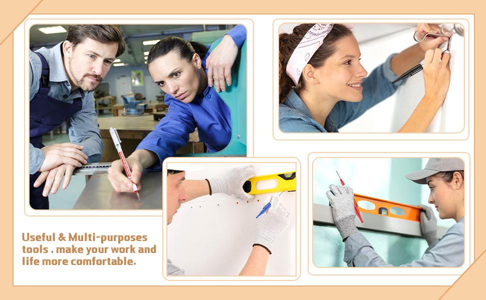 Long-Head Deep-Hole Marking Pen for Mechanical Woodworking with 20mm Nib Size Quick-Dry Waterproof Sturdy Comfortable Marker Tool for Carpentry & DIY Projects-BY