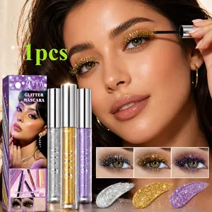 Glitter mascara, waterproof and anti-fouling, curling and eyelash extension makeup tool, suitable for daily parties, simple and easy to use