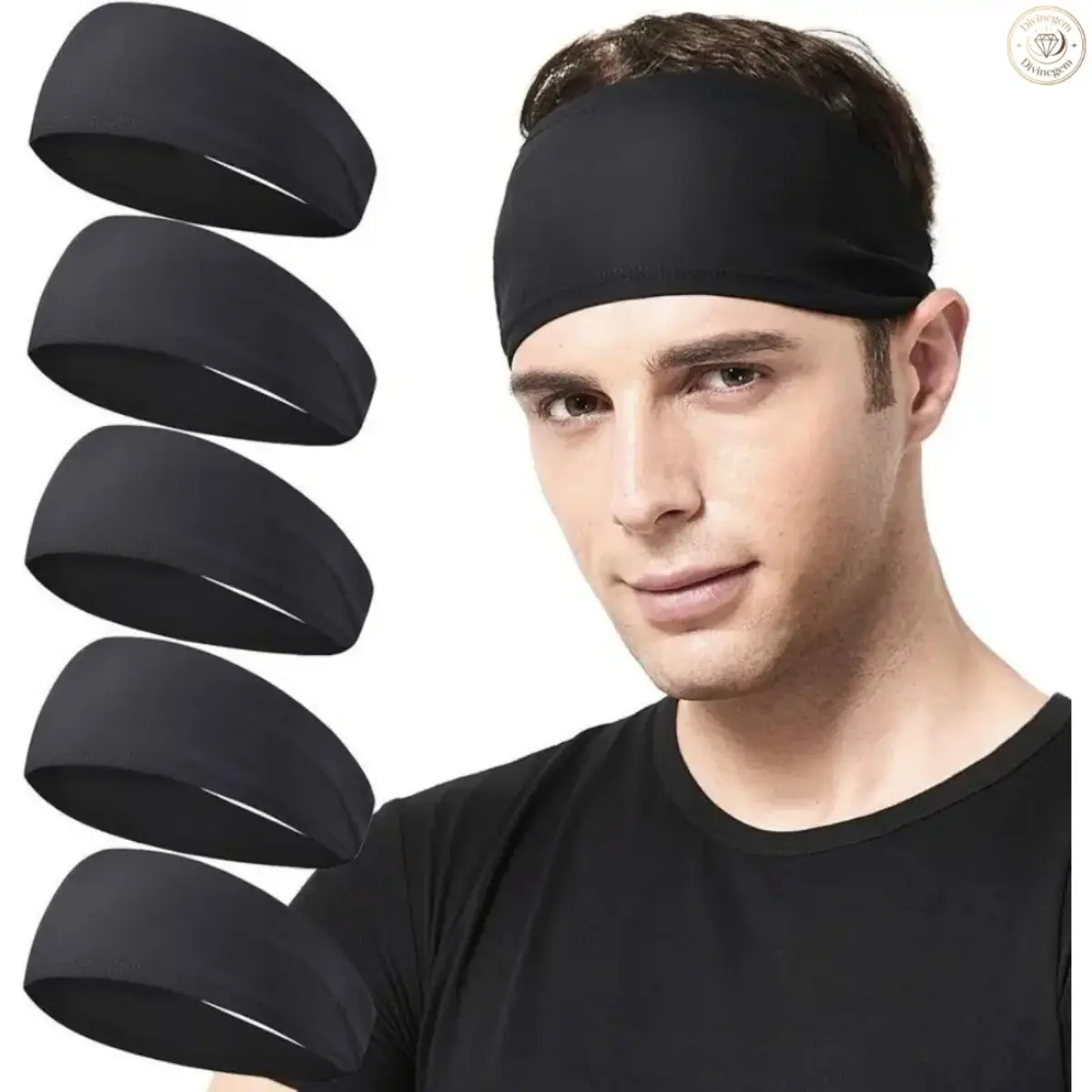 5-Pack Unisex Performance Sports Headbands, Stretchy Moisture‑Wicking Quick Dry Sweat Headband, Breathable UV‑Protection Hair Bands, Helmet‑Friendly Accessories For Running, Cycling, Workout And All‑Season Daily Activities