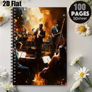 1 Spiral Coil Notebook 5.7x8.26 inch, High-Quality Lined Pages, Durable Binding, Perfect for Jazz Lovers to Record Music Notes, Concert Memories, Daily Journal, Ideal Gift for Musicians, Music Enthusiasts on Christmas, Birthday, Thanksgiving [2D] Fl