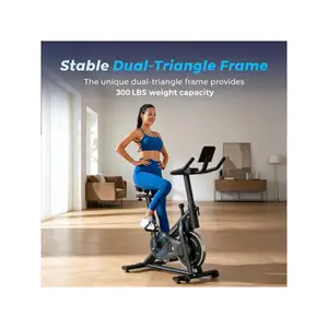 Fitness bike, equipped with a new RPM game mode, suitable for home use as a stationary bike, enhanced electronic equipment, comes with a stand, silent belt drive and comfortable seat cushion, ideal for aerobic exercise, features a dedicated app, tablet ho