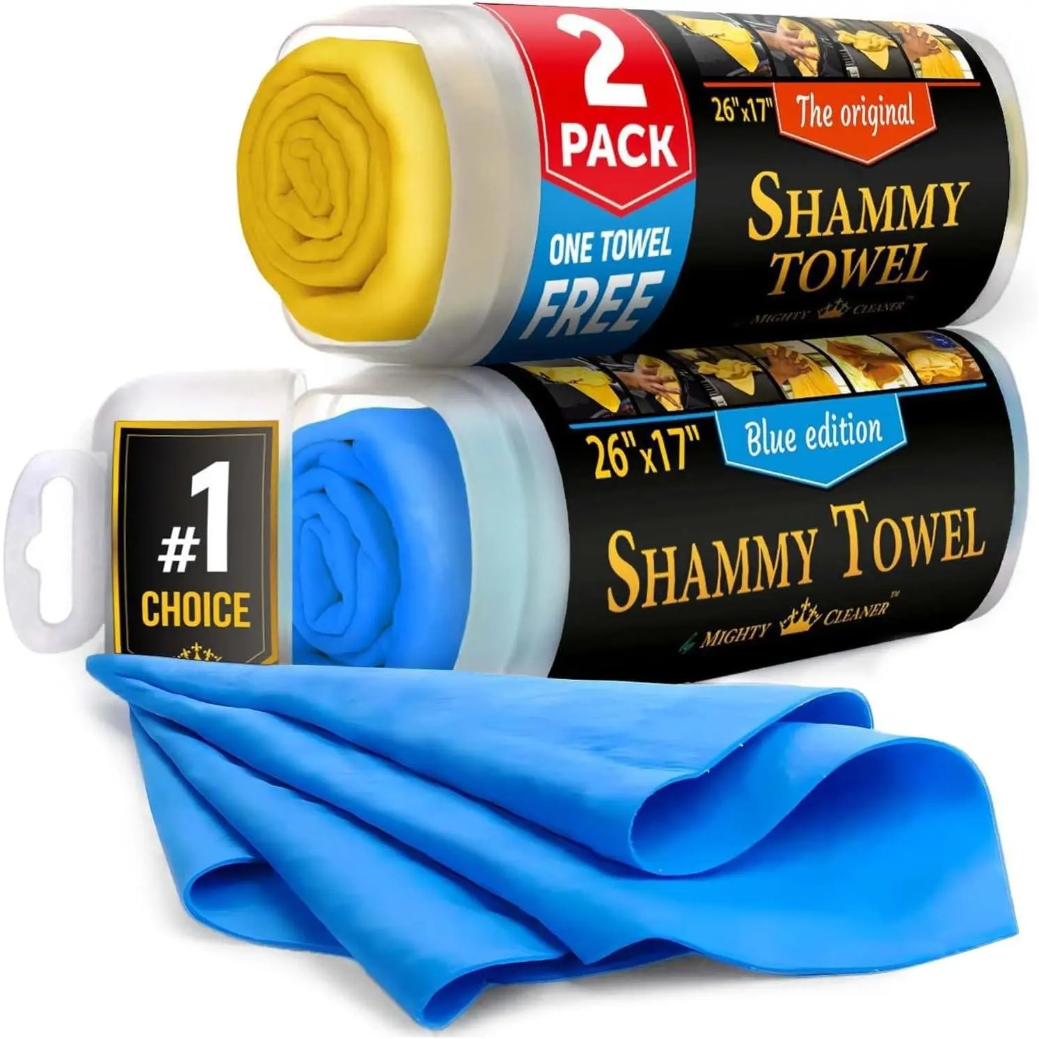 Premium 2pk +1 Free Shammy Cloth for Car Drying - 26"x17" - Super Absorbent Chamois Towel - Scratch-Free, Reusable & Soft Wash Cloth - Car Drying Towels