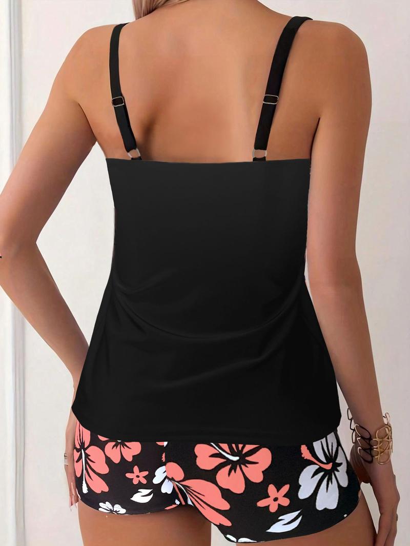 Tankini Swimsuits for Women - 2026 Tummy Control Two Piece Bathing Suit with Sporty Pockets Shorts Blouson Swimwear,short bathing suit bikinis set,bathing suits for the summer