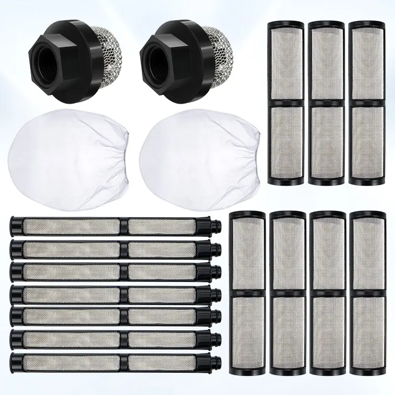 18-Piece Airless Sprayer Filter Kit, Includes 2 Pump Filters, 7 Inner Core Filters, 7 Gun Filters, 2 Filter Cloths, Suitable for Sprayers and Guns
