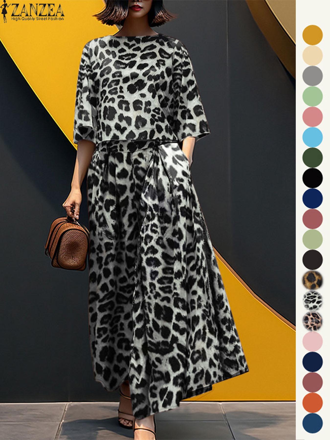 Women's Top & Wide Leg Pants Two-piece Set, Casual Fashion Cozy Three Quarter Length Sleeve Top & Trousers for Daily Outdoor Wear, Ladies Clothes for All Seasons, Womenswear