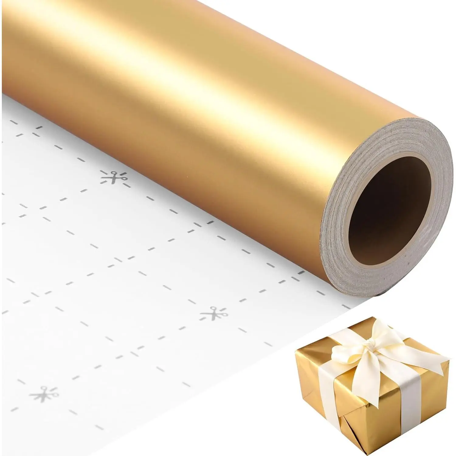 Modern Matte Surface Metallic Finish Wrapping Paper Roll - 17x33ft Office Stationery Decorative Wrap for Gift Packaging, Wedding Decor