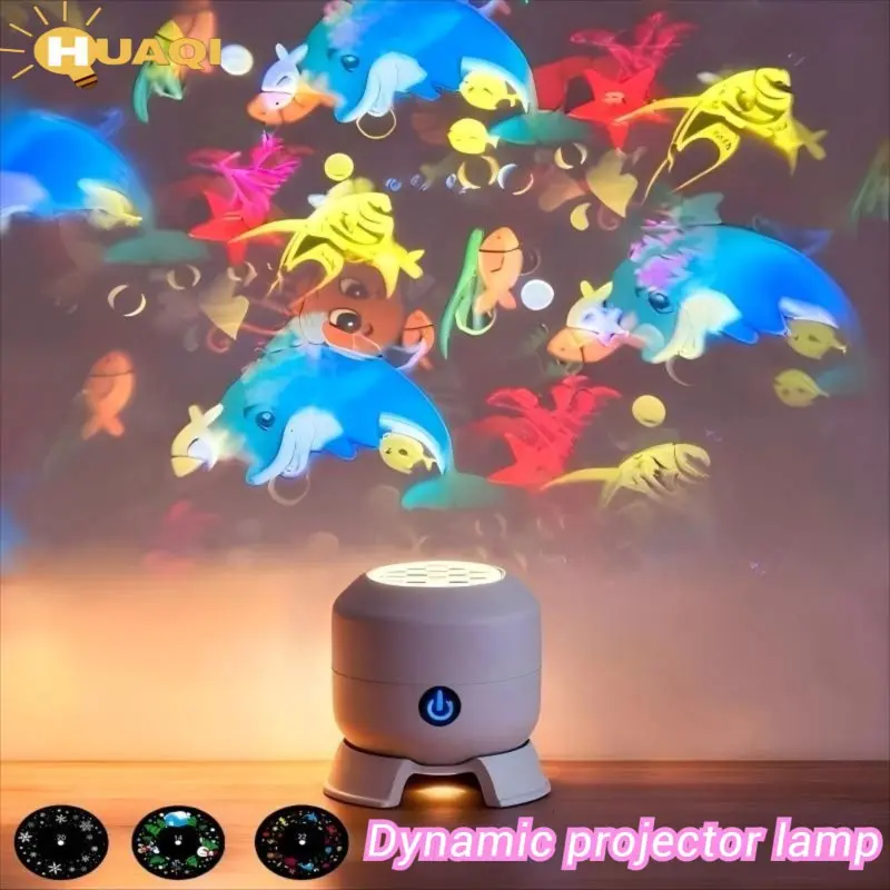 Seven-Color Rotating Projection Lamp, USB Plug-In LED Light Touch Control, Snowflake Ocean 16 Patterns Christmas Halloween Festival Projector Laser Stage Atmosphere Light, Led Party Light