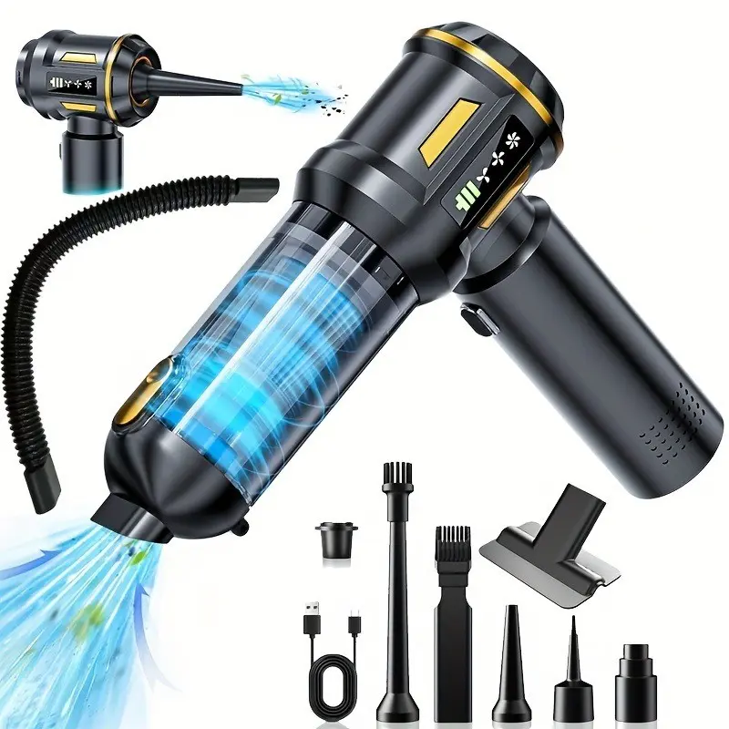 17000pa Strong Handheld Vacuum Cleaner Battery, Cordless Hand Vacuum, 4-In-1 Lightweight Blower & Vacuum, LED Display and USB Charging, Ideal for Car Home Pet Hair Cleaning