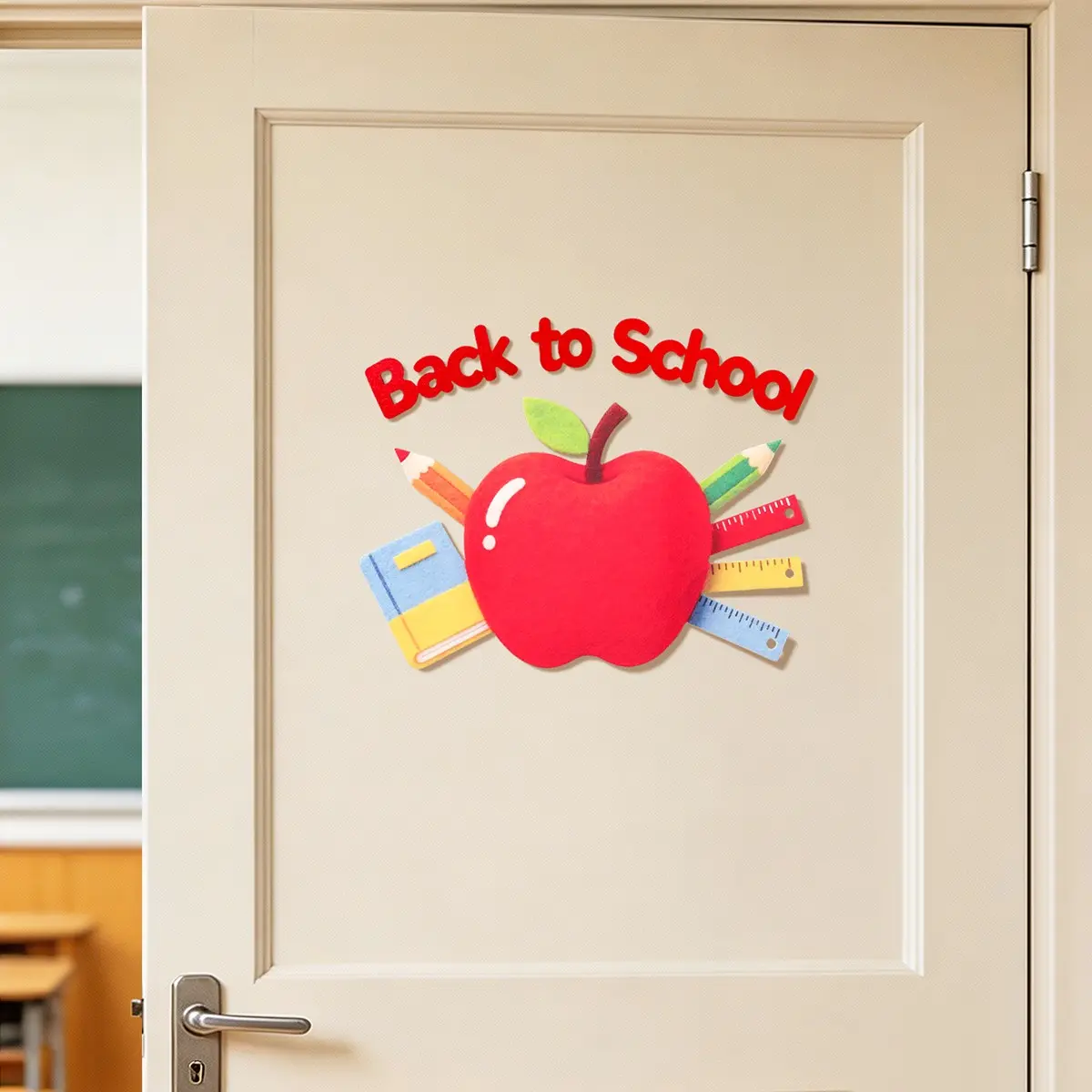 Welcome Back School Party Decoration Set, Classroom Door Stickers, Holiday Celebration Backpack Pencil Bus Apple Maple Leaf Stationery Banner