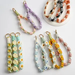 Keychain Handmade Macrame Bohemian Cotton Wrist Strap, Lightweight Woven Bag Charm Multi Use Fabric Accessory For Daily Carry Outdoor Leisure And Trendy Personal Decoration