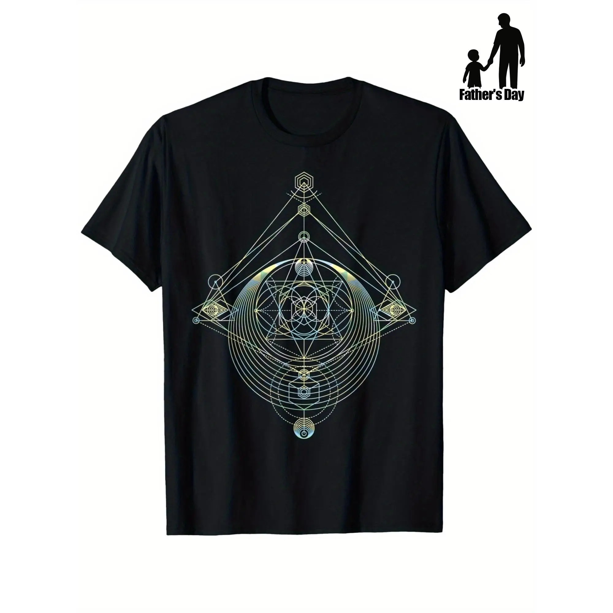 Men T Shirts Fun Sacred Geometry with Interlocking Circles And Linear Patterns On Black Tshirt, Men T Shirts for Men High Quality, Men T Shirts White