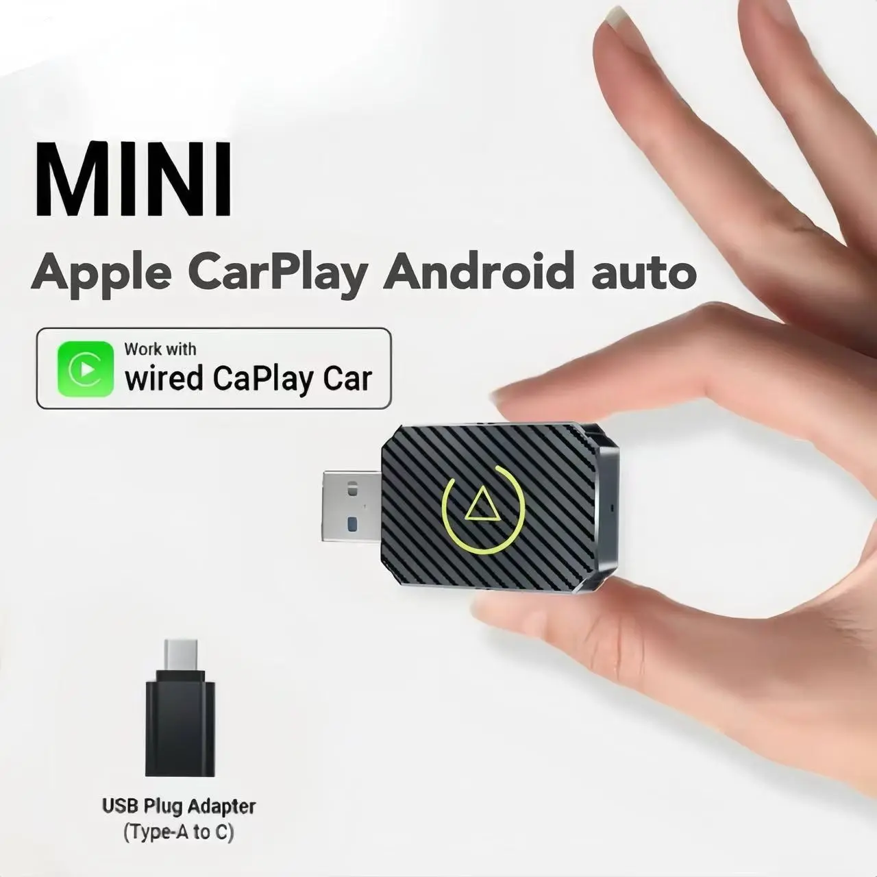 Apple 2-In-1 Wireless Carplay Adapter for iPhone and Android, Bluetooth-compatible Compact Car Adapter, Convert Wired to Wireless Connection