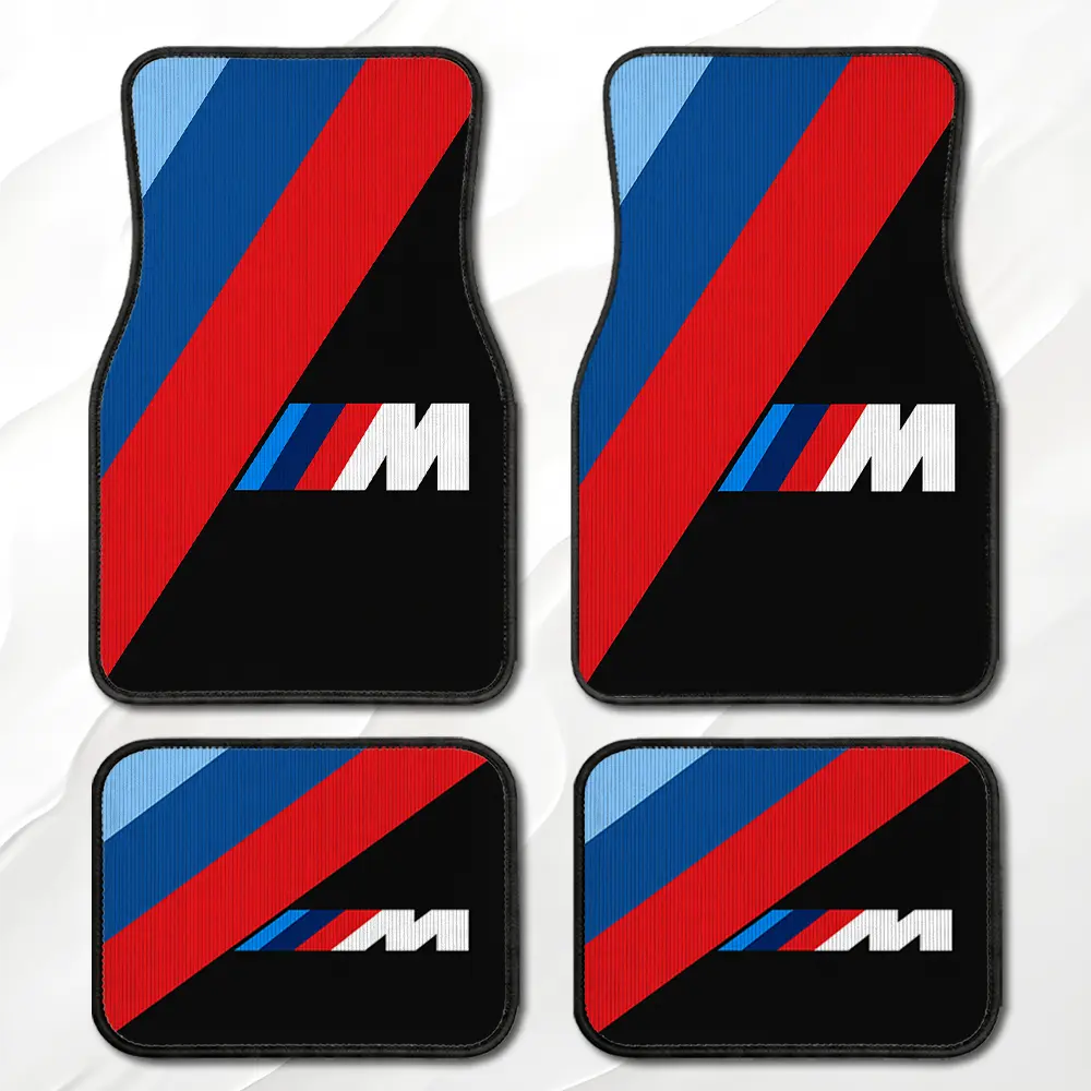 4PCS Car Floor Mats, Black Background Red Blue Diagonal Stripe Pattern, Anti-Slip Wear Resistant Universal Fit All Vehicles Easy Clean Auto Interior, car guys accessories cool car stuff car essentials car accessories interior for girls/men car decor
