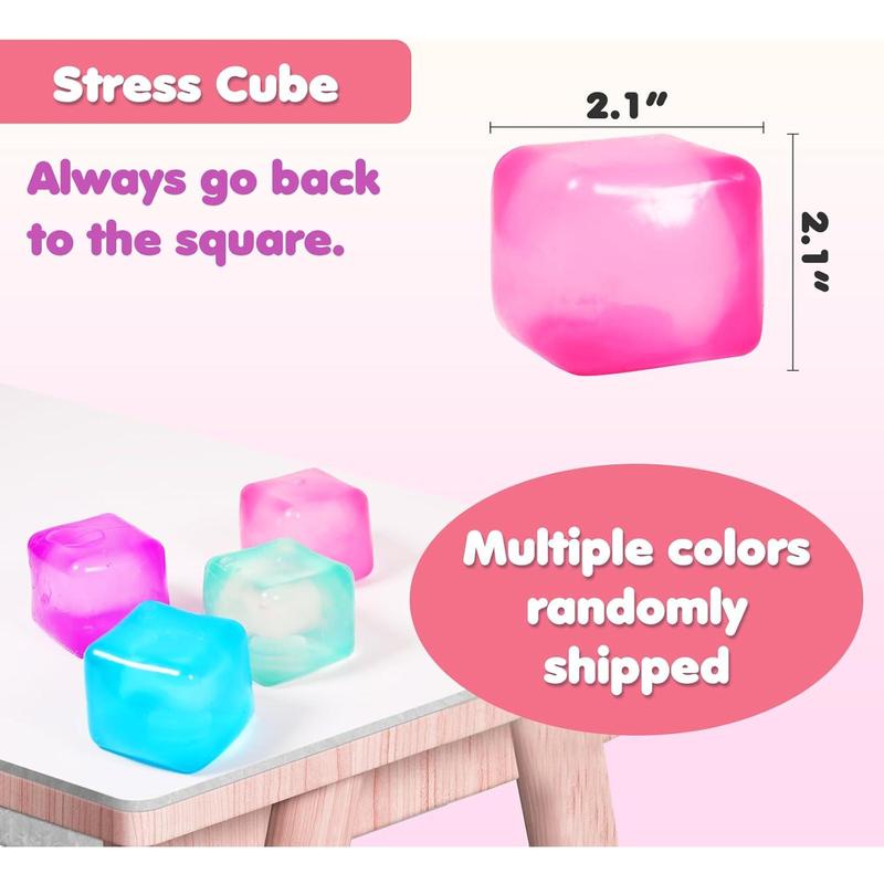 Cube Squishy  Balls  Ice Cubes Squishy Fidget Toy for Your Best Mellow and Chill Square Shape with Filling in Blue ,Sensory Fidget , Focus & Play – Colorful, Durable, Holiday and Birthday Gifts, Perfect Party Toy Gift, Easter Basket Gift