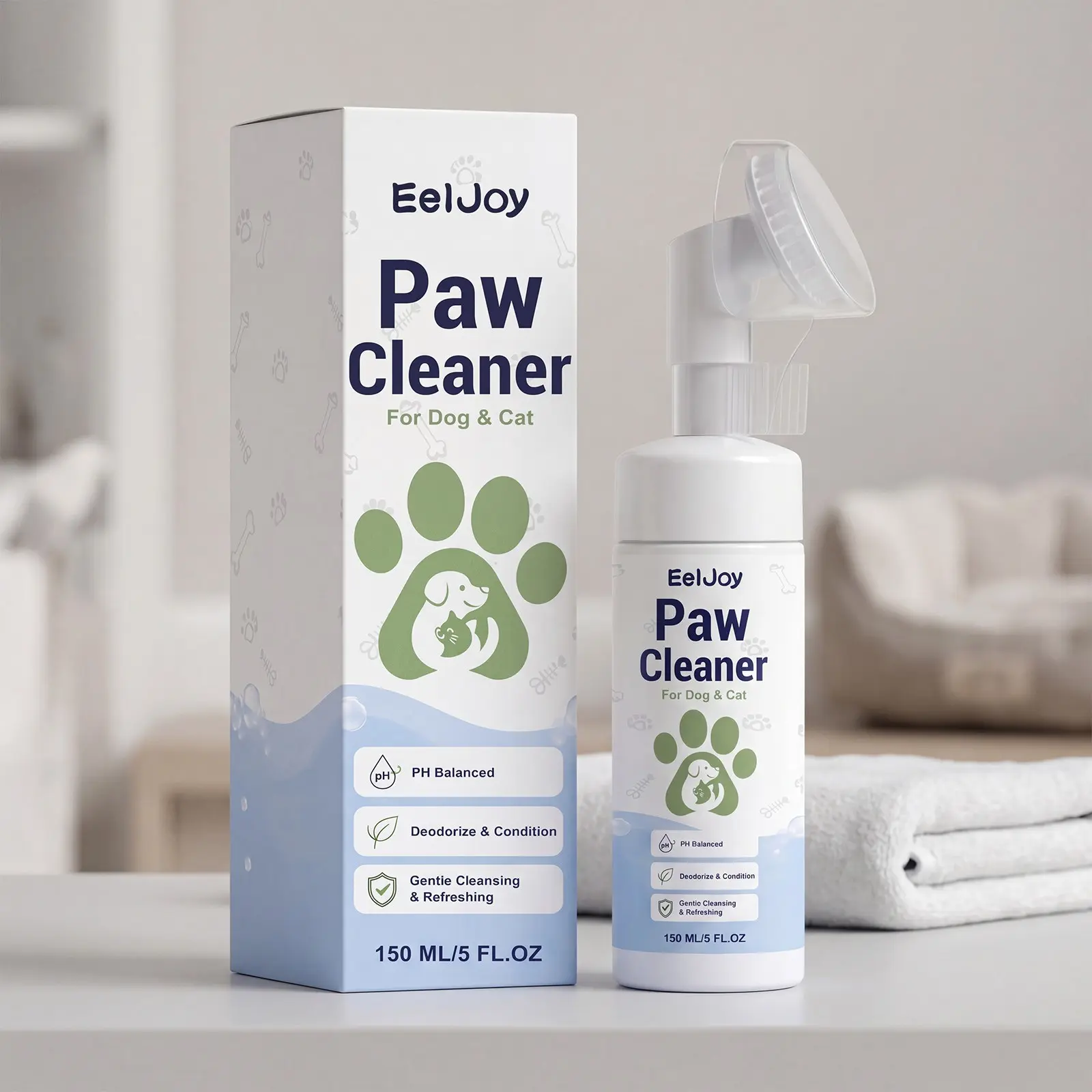 Pet Paw Cleaning Liquid, Foam Cleaner for Dog and Cat Paws, Odor Removal, Specialized Foot Care Solution, Easy to Use