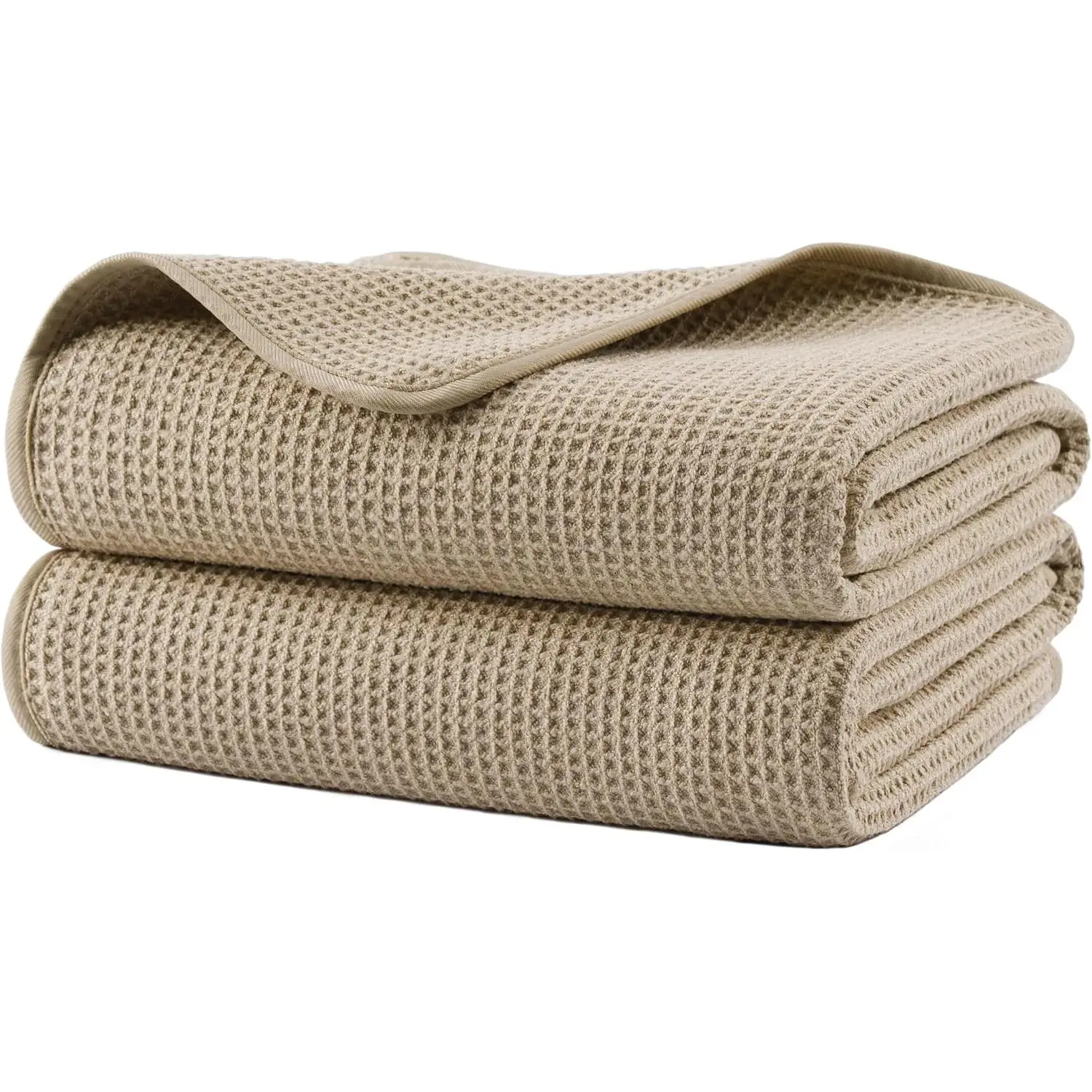 Oversized 380 GSM Poly Blend Microfiber Quick Dry Waffle Bath Towel, 30x60 in, 2-Pack, Lint Free