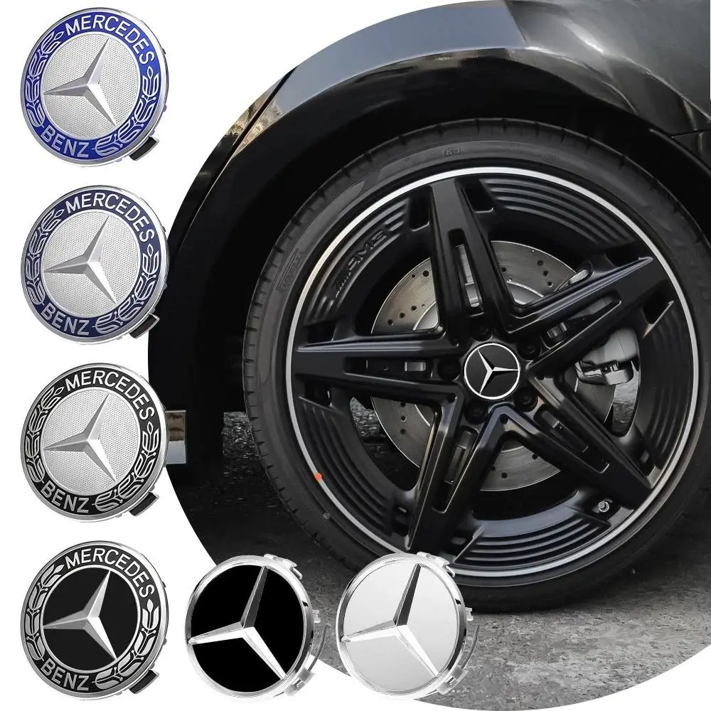 4 Pieces/Set 75mm Mercedes Benz AMG W203 W206 W220 W205 W211 W212 Wheel Hub Caps, Classic Benz Emblem Rim Covers, Sturdy Exterior Decor Parts For Mercedes Benz Car Decoration And Protection