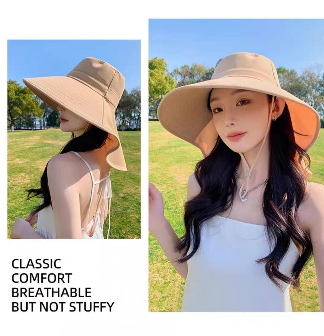 BIGWIG Women's Summer Large Sun Hat, Outdoor Hiking Fisherman's Hat, Summer Foldable Soft Hat, Wide Brim Hat, Fishing Hat, Neck Protection, Suitable for Beaches and Hiking