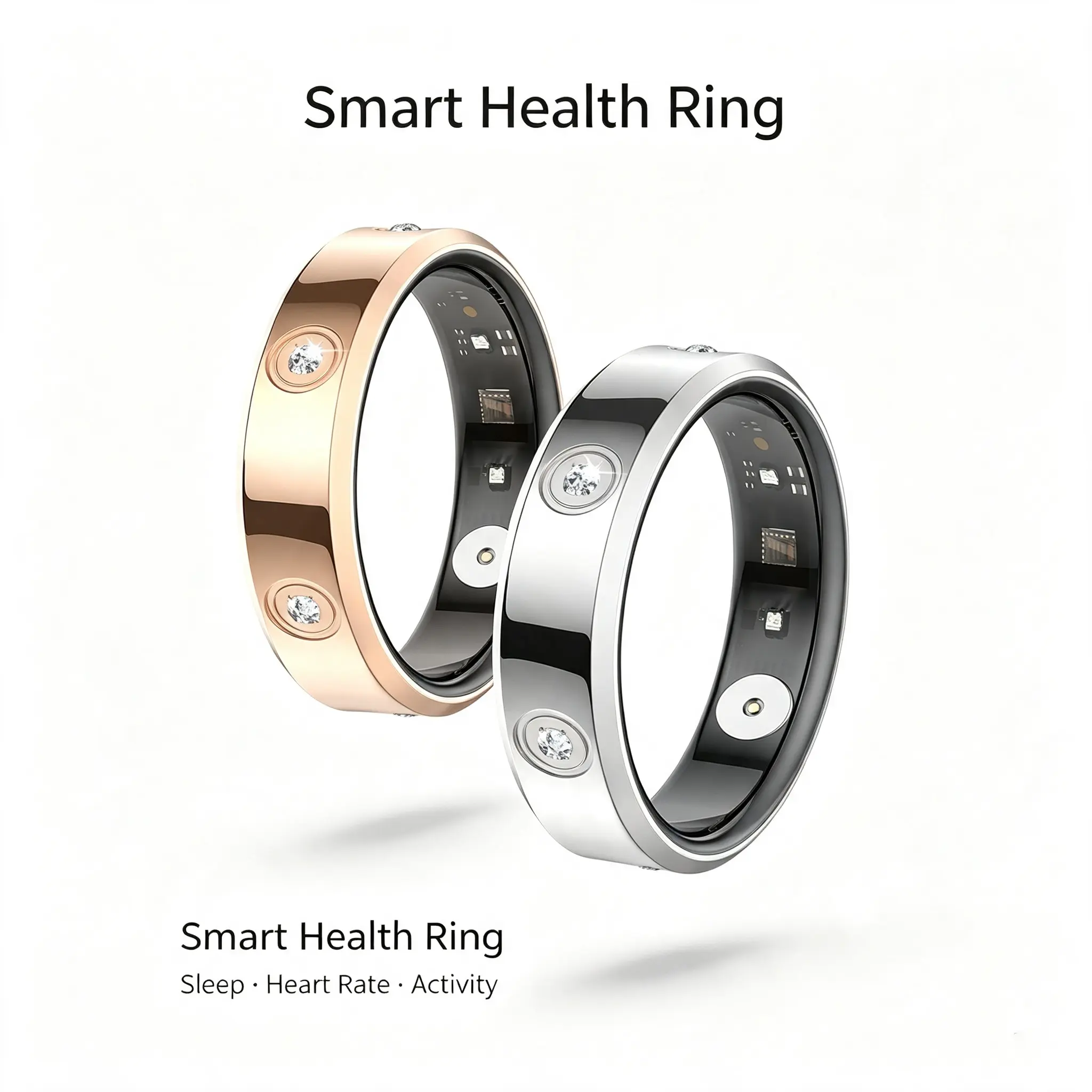 HR01 Ultra-Narrow Smart Ring, IP68 Waterproof Fitness Smart Ring, Sleep, Heart Rate, Blood Oxygen Tracking, Pedometer, Multiple Sport Modes, Unisex Stylish Metal Smart Ring
