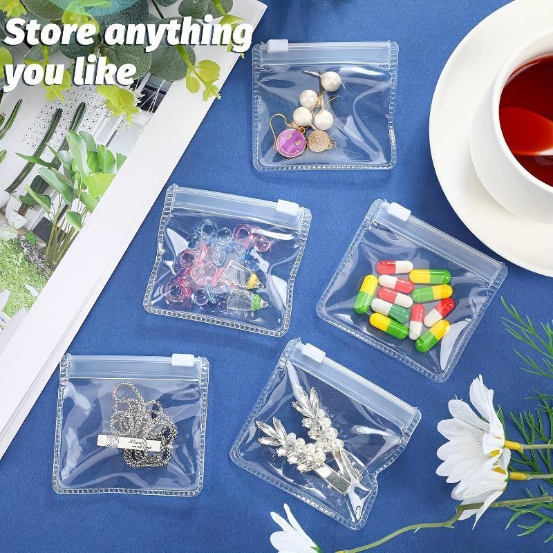 Household items self-sealing zipper bags, storage and organization zipper bags, 100 reusable multi-purpose jewelry storage bags, rectangular storage bags for travel and daily use, organizing bags, space-saving bags, space-saving pouches