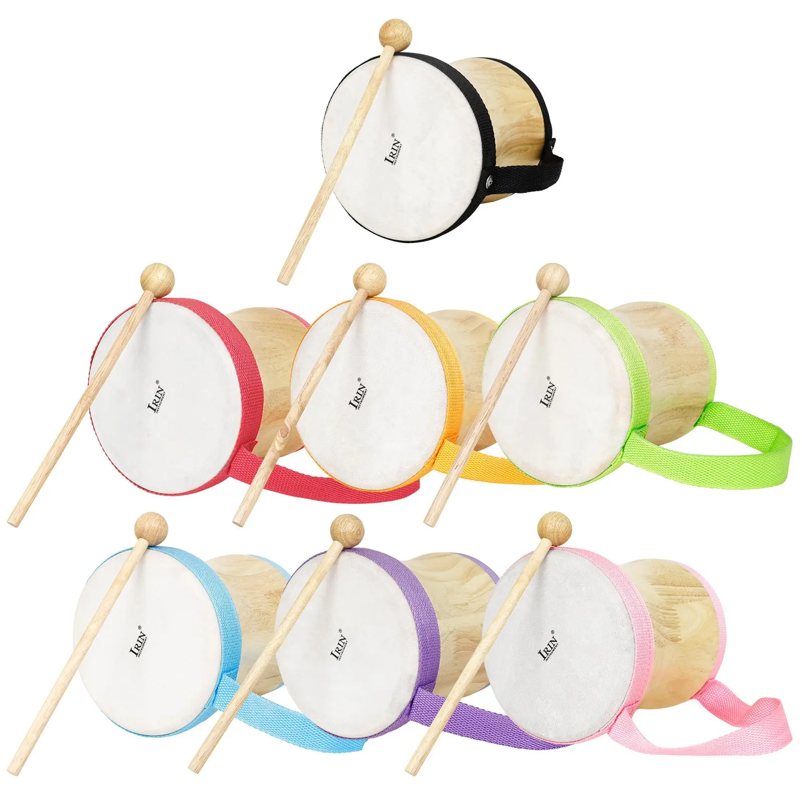 Orff Percussion Instrument, Wooden Hand‑held Native American Style Drum for Early Music Education