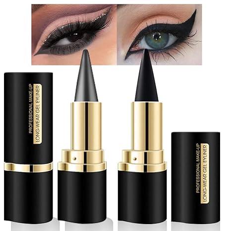 2pcs Black Gel Eyeliner Pencil, eyeshadow natural black eyeliner cream waterproof smudge proof, eye liner black smoky eyeshadow palette stick crayon, Goth Halloween Makeup, Lipliner Flawless - Smooth, Multicolor, Gift, Cosmetic