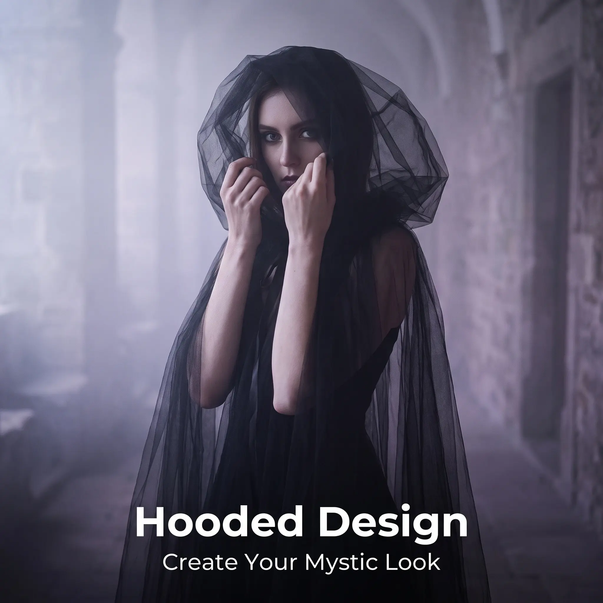 Halloween Ghost Cape Cloak Hooded Death Witch Net Long Costume Performance Dress Role Play, Vampire Bride Witch Death Cosplay Long Cape